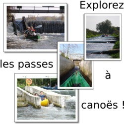 Plusieurs photos de plusieurs passes à canoës avec le texte : Explorez les passes à canoës