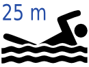 Logo représentant un nageur avec le texte 25 m.